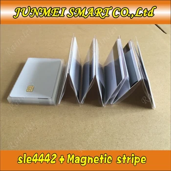 10шт 2 в 1 Празна карта за контакт с вас микросхемой 4442 с чип SLE4442 и комбинирана смарт-карта с Hico магнитна лента