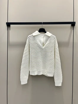 2023лапельный вълнен пуловер-поло, вдлъбната форма на единствения външен усещане, вътрешно усещане за кости9.9