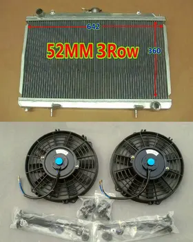 3-ред на 52-мм, Алуминиеви Състезателни Радиатор + 2 ВЕНТИЛАТОРА За Nissan Silvia S14 S15 SR20DET 200SX 240SX Ръководство на потребителя