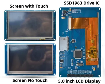 5,0-инчов 16-метров TFT-LCD дисплей SSD1963 с Адаптерной Плащане 51/ AVR/STM32 Drive 800 * 480 (Сензорен екран/Без допир)