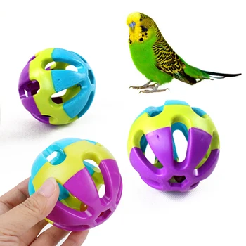 7 см. топчета от ABS-пластмаса, дъвчене играчка, Кусающаяся играчка с камбана, папагал, стоки за домашни любимци, играчки за домашни птици, Цветни Образователни играчки, Интерактивни