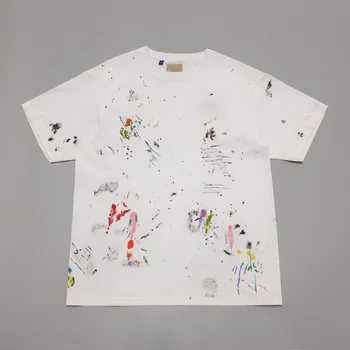 GD Нова Лятна Бяла тениска Splash За Мъже и Жени, Ежедневни Свободни Топове Оверсайз С къси ръкави в стил High-end