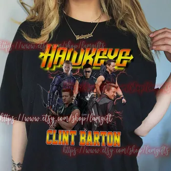 Hawkeye Клинт Бартън Риза hawkeye Качулки Джеръми Ренер hawkeye Hoody 90-те години на Реколта Графична Тениска Подарък За Женски Стоки