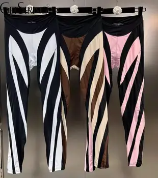 Дамски гамаши-панталони-капри GetSpring 2023, подходящи по цвят, с еластична гумена лента на талията, тесни, дълги, гъвкави Модерни панталони-дъна, Новост