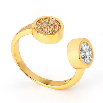 Двоен кръг VAROLE с кубическим цирконием Пръстени За жени, Подаръци Златен пръстен Модни бижута Bague Anillo Jewellery