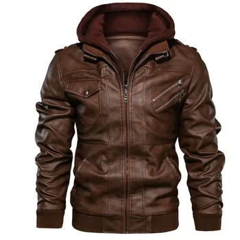 Есенно-зимно мъжко брендовое кожени палта, реколта мотоциклетът яке от изкуствена кожа, преносимо мъжко палто с качулка в стил пънк, мъжки дрехи