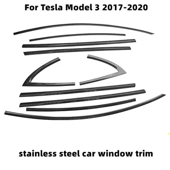 За Tesla, Модел 3 2017-2020 Аксесоари за Покритие на вратите от неръждаема стомана, Външно леярство Декорация стикери от карбон