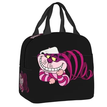 Забавна чанта за обяд с котка Cheshires, хладилник, термоизолированный обяд-бокс за жени, деца, работа, училище, пикник, туристически, чанти за хранене