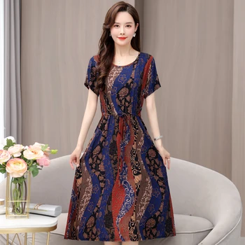 Лятото винтажное рокля 2023, Нови ежедневни елегантни рокли за дами от 50 до 60 години, Корея, дамски дрехи с високо качество