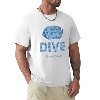 Места за гмуркане на остров Sipadan, класическа синя тениска с изображение на Риба-ангел, спортни ризи, тениски оверсайз, кавайная облекло, тениски за мъже