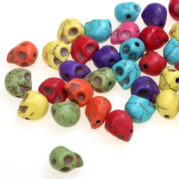 Многоцветни 6-48 бр./лот от Мъниста под формата на черепа, обеци от зелен камък, гривна, колие, производство на бижута със собствените си ръце