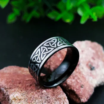 Модни Прости пръстени на Викингите За мъже и жени, Винтажное Келтско пръстен Один Trinity в скандинавски стил, Амулет от неръждаема стомана, Бижута на едро