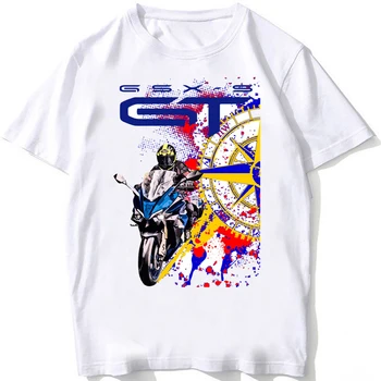 Мъжка тениска за езда на мотоциклет GSX S1000 GT Adventure с къс ръкав, спортна тениска за планински разходки, ежедневни тениски за момчетата, бели блузи в стил хип-хоп