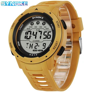 Мъжки дигитален часовник SYNOKE 9813 Обновен механизъм Военни спортни часовници, Модни водоустойчив 50-метрови електронни ръчни часовници за мъже