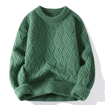 Мъжки пуловер 2024 Есенно-зимни дрехи New's Twist Младежки, Студентски Проста вязаная топли дрехи