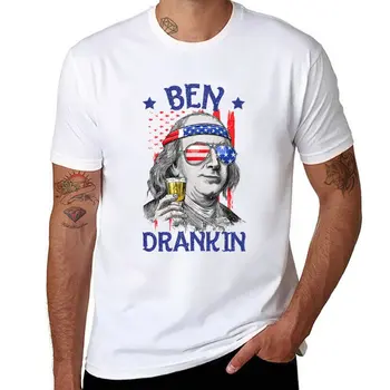 Нова тениска Ben Drankin с флага на САЩ 4 юли, тениска Patriot, изработени по поръчка, празни тениски, черна тениска, мъжки ризи с графичен дизайн