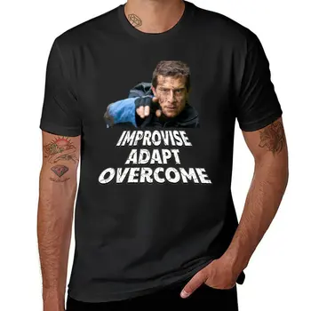 Нова тениска Improvise Adapt Overcome - v2, риза с домашен любимец принтом за момчета, къса тениска, риза с котки, мъжки тениски за по-големи и високи мъже