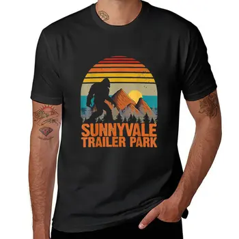 Нова тениска Sunnyvale Trailer Park Йети Mountains National Park, черна тениска, тениска за момче, мъжки памучни ризи