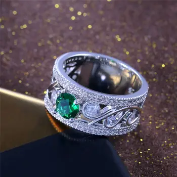 Ново модно дамско ретро-пръстен с ажурным цвете и целия пръстен от цирконий, елегантни сватбени декорации, размер 6-10