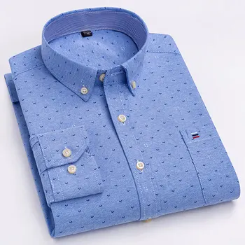 По-големи размери, Мъжки Оксфордские Риза от 100% Памук, с Цветен Модел, Луксозни Нови Модни Ежедневни Ризи с копчета За Почивка С Принтом За Мъже