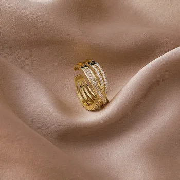 Реколта Златни пръстени с хрустальным кръст и широки пръстени за жени и момичета, Открит Регулируем Размер, Модерни, Шикозни Декорации за партита, Подаръци MS102