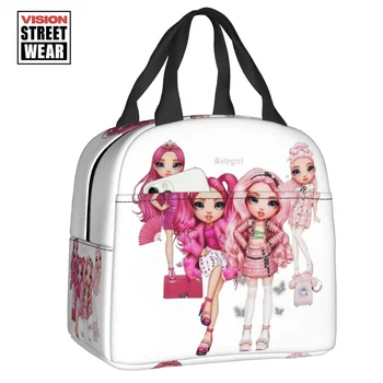 Розова чанта за обяд с високо PH за розови момичета, Фланец термоохладитель за анимационни филми, аниме, ТЕЛЕВИЗИЯ, Чанта за обяд за ученици