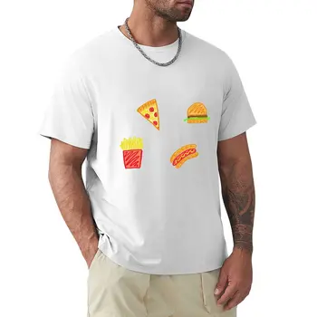 Тениска с изображение на боклучава храна, мъжки памучен тениска plain blacks