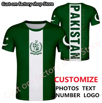 Тениска с флага на Пакистан, безплатни тениски по поръчка, направи си САМ, Име, номер, снимка, риза, Пакистански футболна фланелка, ежедневни облекла с кръгла яка